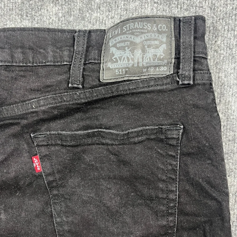 Levis 511 Shorts Mens 40 Black Denim Cotton Stretch Slim Fit Mid‎ Rise Dark Wash